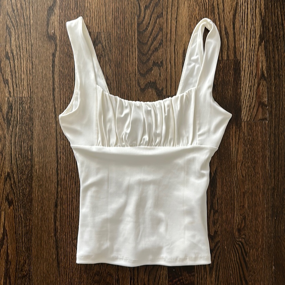 H&M white bust detail, tank top in size extra small